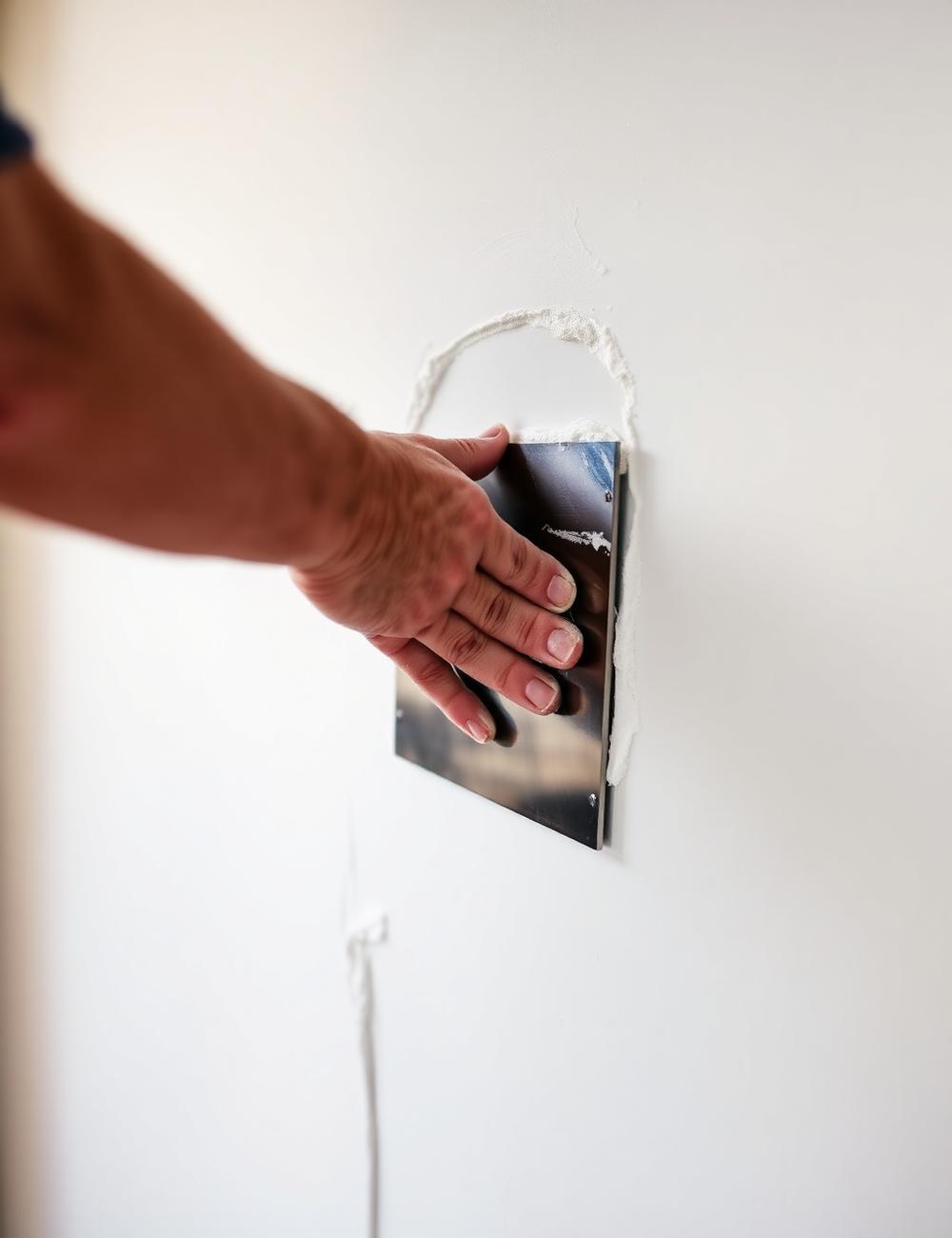 Gessatore che esegue una rasatura a gesso su parete interna